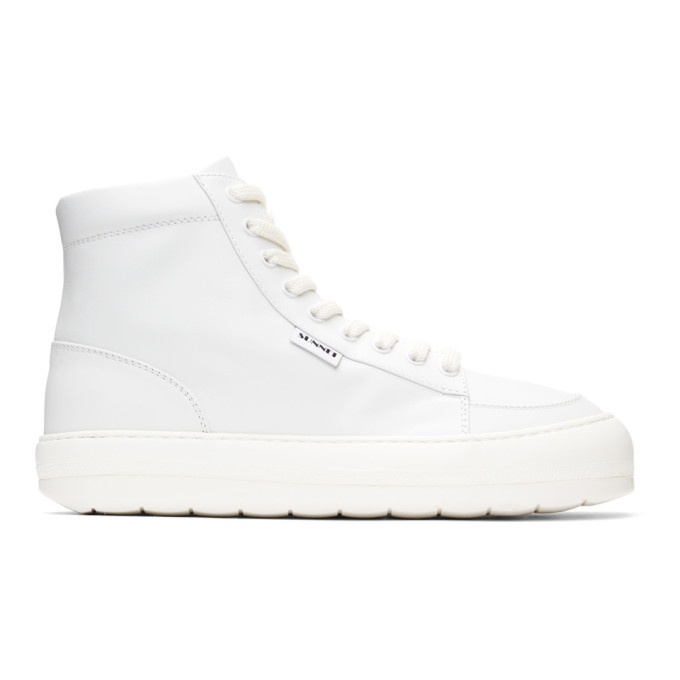 Photo: Sunnei White Leather Dreamy High-Top Sneakers