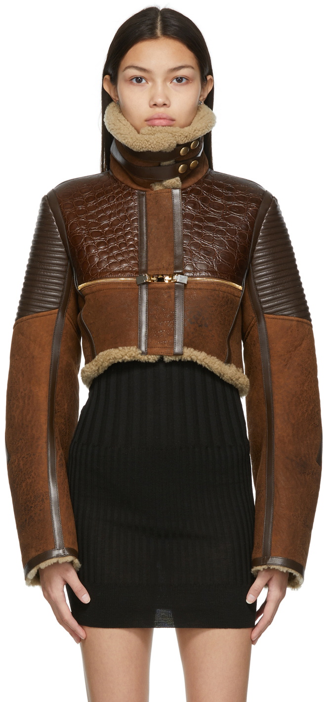 Givenchy Brown Shearling Biker Jacket Givenchy