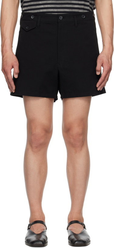 Photo: YOHJI YAMAMOTO Black Suspender Slim Shorts