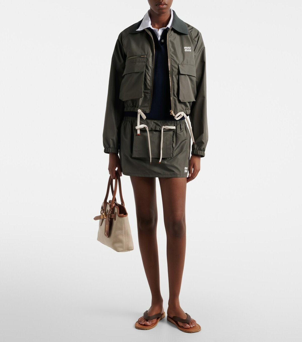 Miu Miu Logo technical blouson jacket