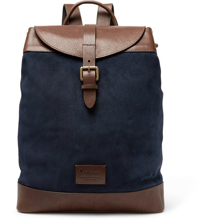 Photo: Anderson's - Suede and Leather Backpack - Men - Navy