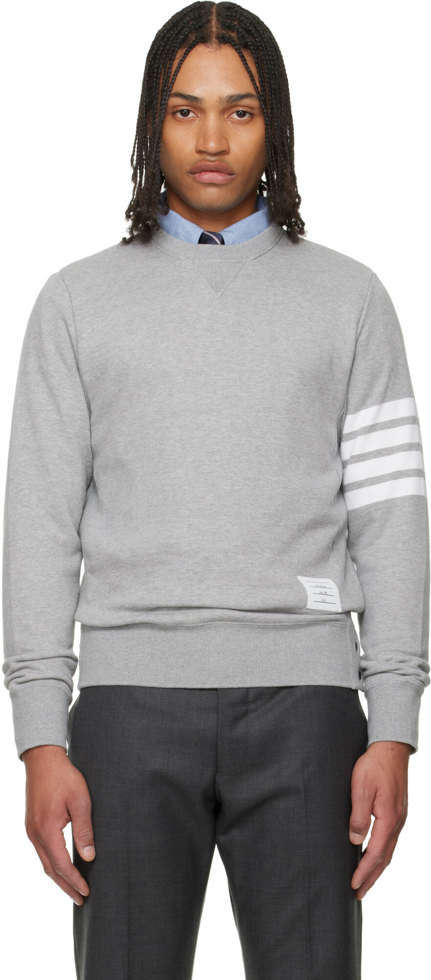 Thom Browne Gray Classic Loopback 4-Bar Sweatshirt