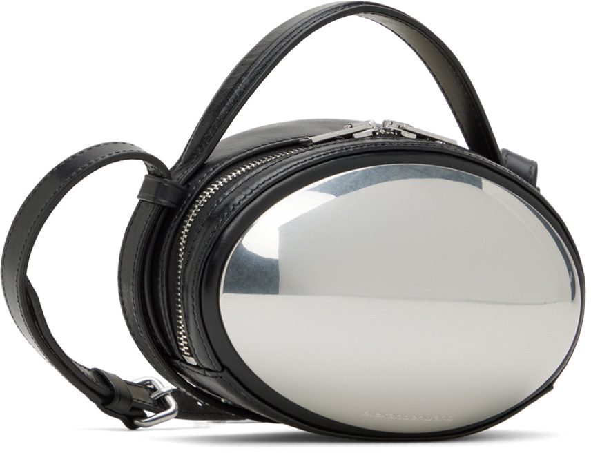 Alexander Wang Black Dome Small Crackle Leather Crossbody Bag