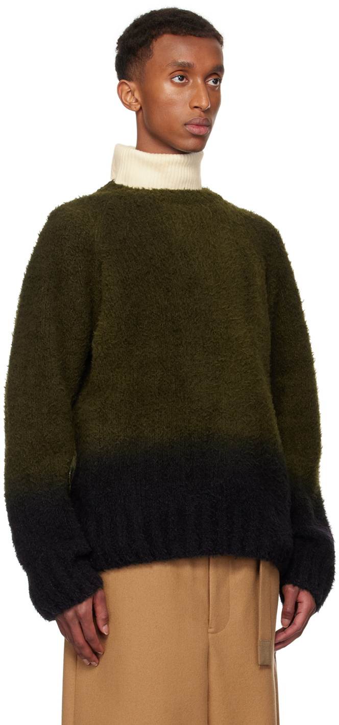 sacai Green & Black Gradation Dye Knit Sweater Sacai
