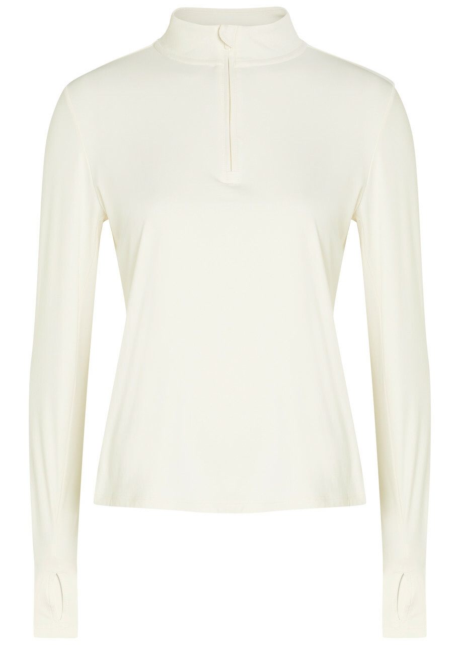 Tala Ultralite Half-zip Stretch-jersey gym top Ivory