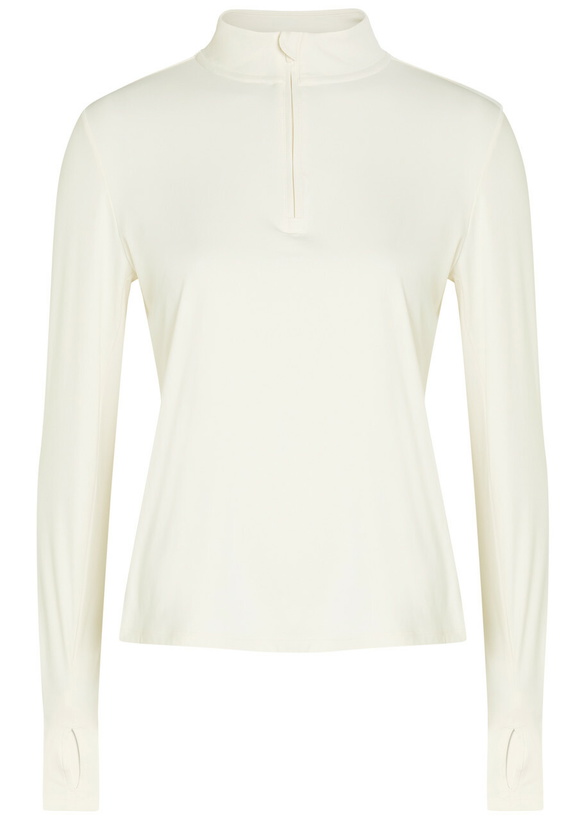 Photo: Tala Ultralite Half-zip Stretch-jersey gym top Ivory