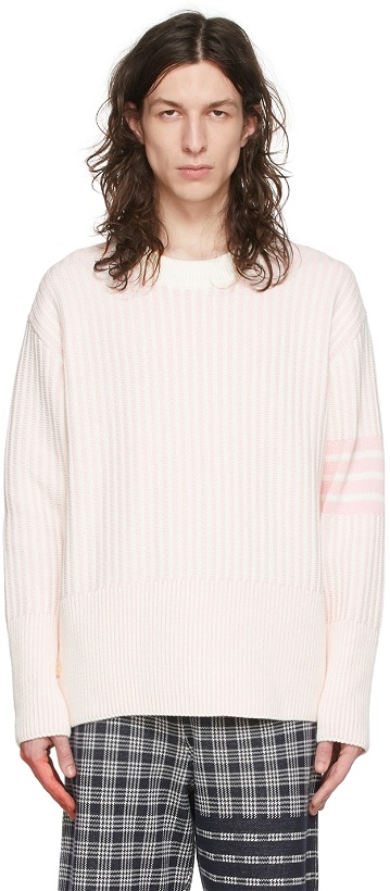 Photo: Thom Browne Pink 4-Bar Sweater