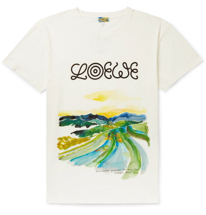 Photo: Loewe - Eye/LOEWE/Nature Printed Slub Cotton-Jersey T-Shirt - White