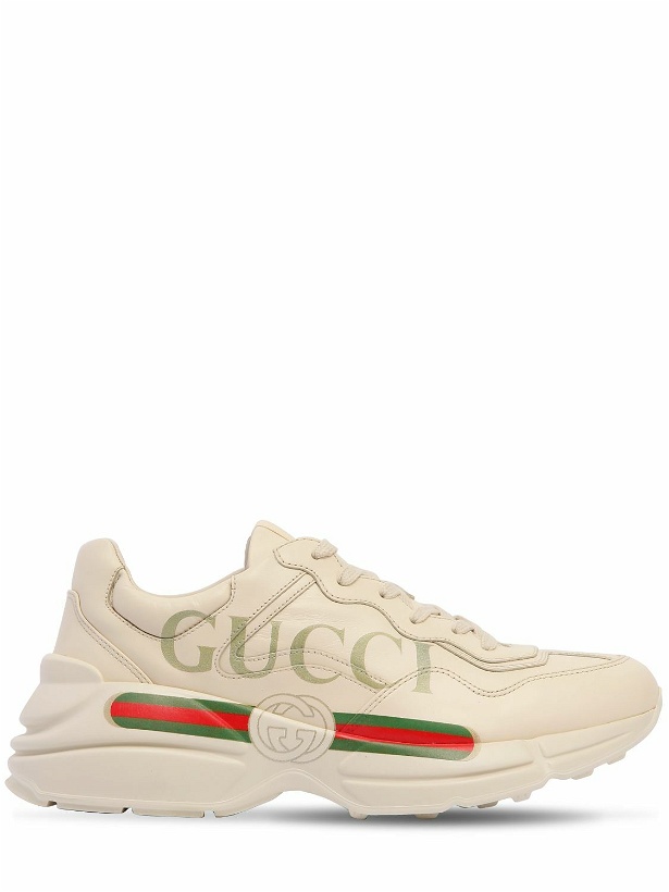 Photo: GUCCI - Rhyton Gucci Print Leather Sneakers
