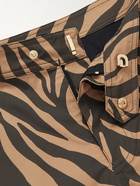 TOM FORD - Slim-Fit Mid-Length Zebra-Print Swim Shorts - Brown