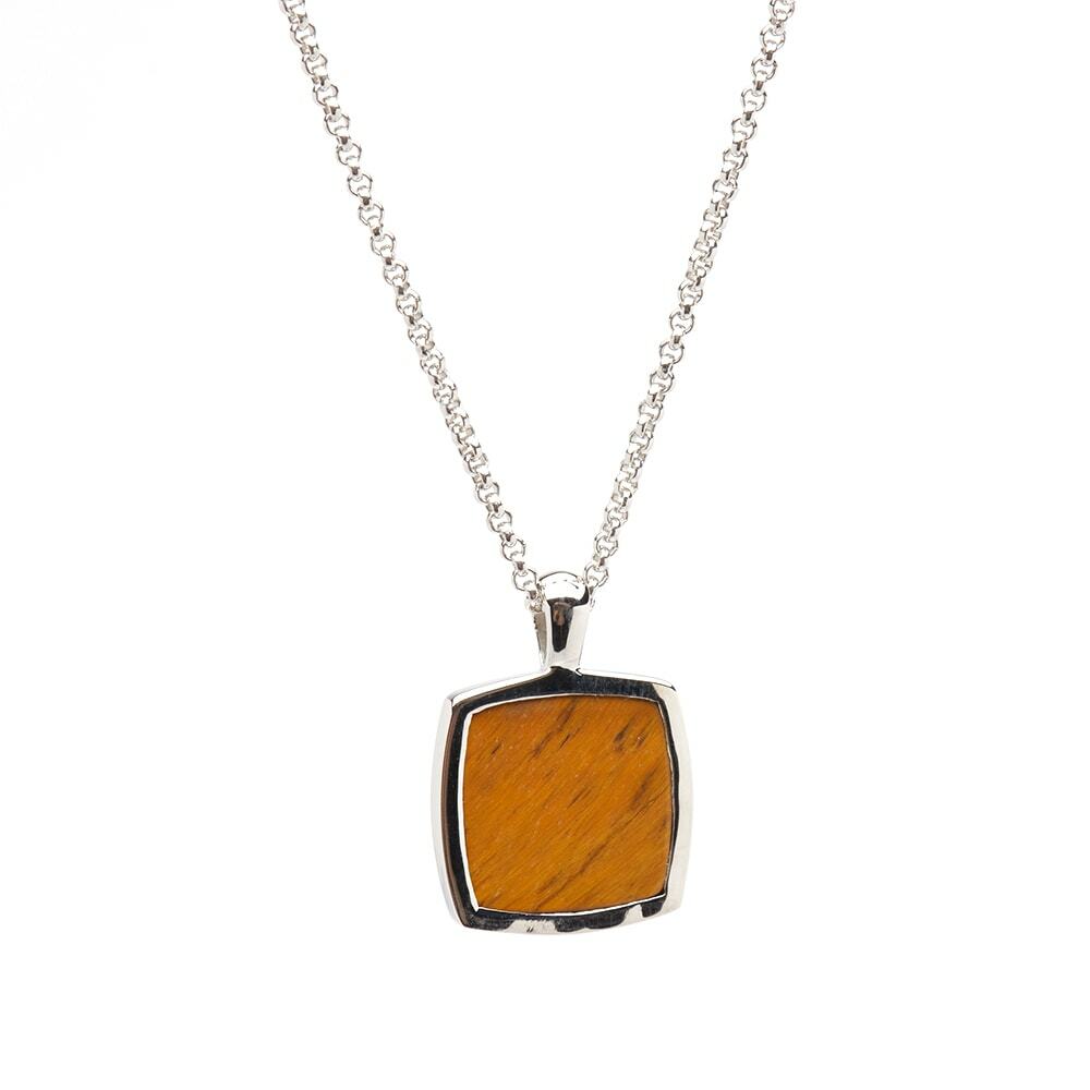 Tom Wood Men's Cushion Pendant Necklace in Tiger Eye Tom Wood