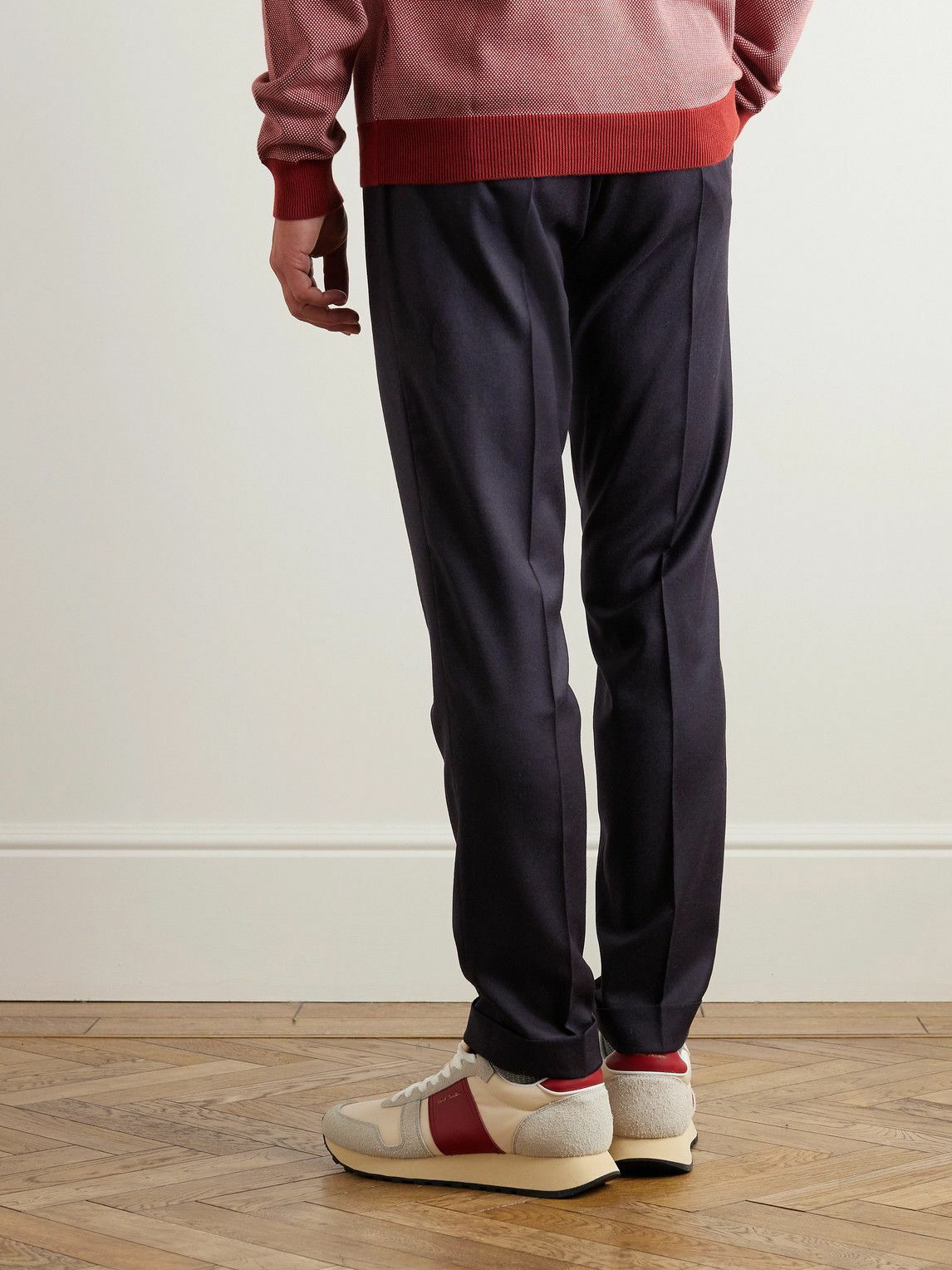 tapered wool chino trousers