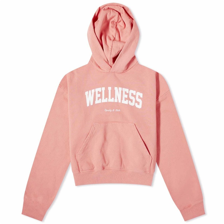 Photo: Sporty & Rich Women's Wellness Cropped Hoodie in Salmon/White