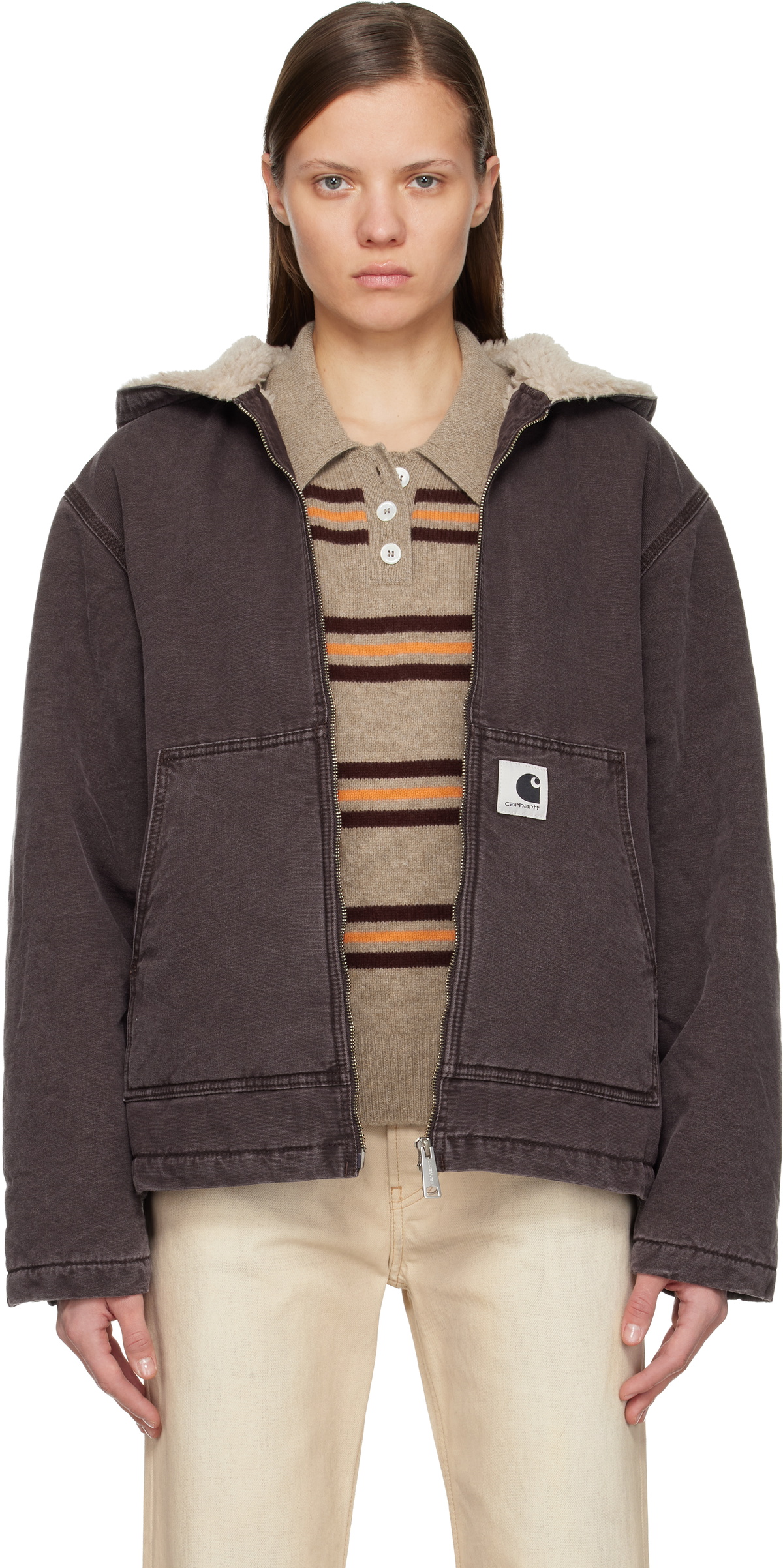 Carhartt Work In Progress Purple Hooded Mitch Bomber Jacket
