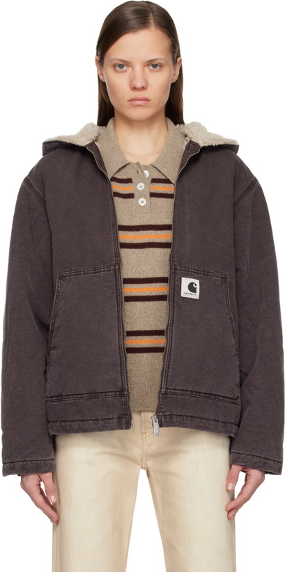 Photo: Carhartt Work In Progress Purple Hooded Mitch Bomber Jacket