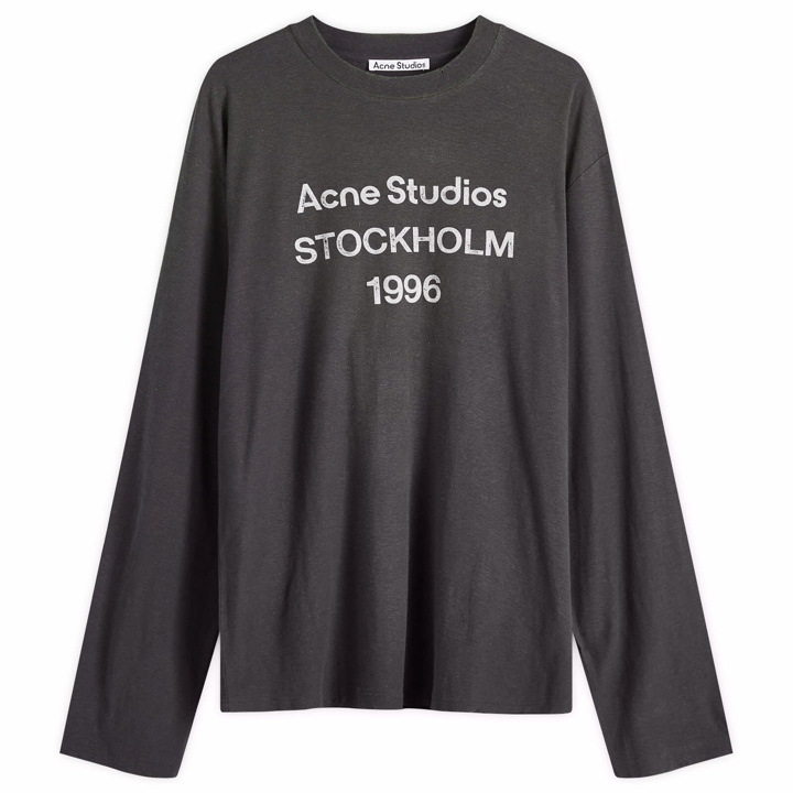 Photo: Acne Studios Men's Edden 1996 Logo Long Sleeve T-Shirt in Faded Black