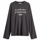 Acne Studios Men's Edden 1996 Logo Long Sleeve T-Shirt in Faded Black