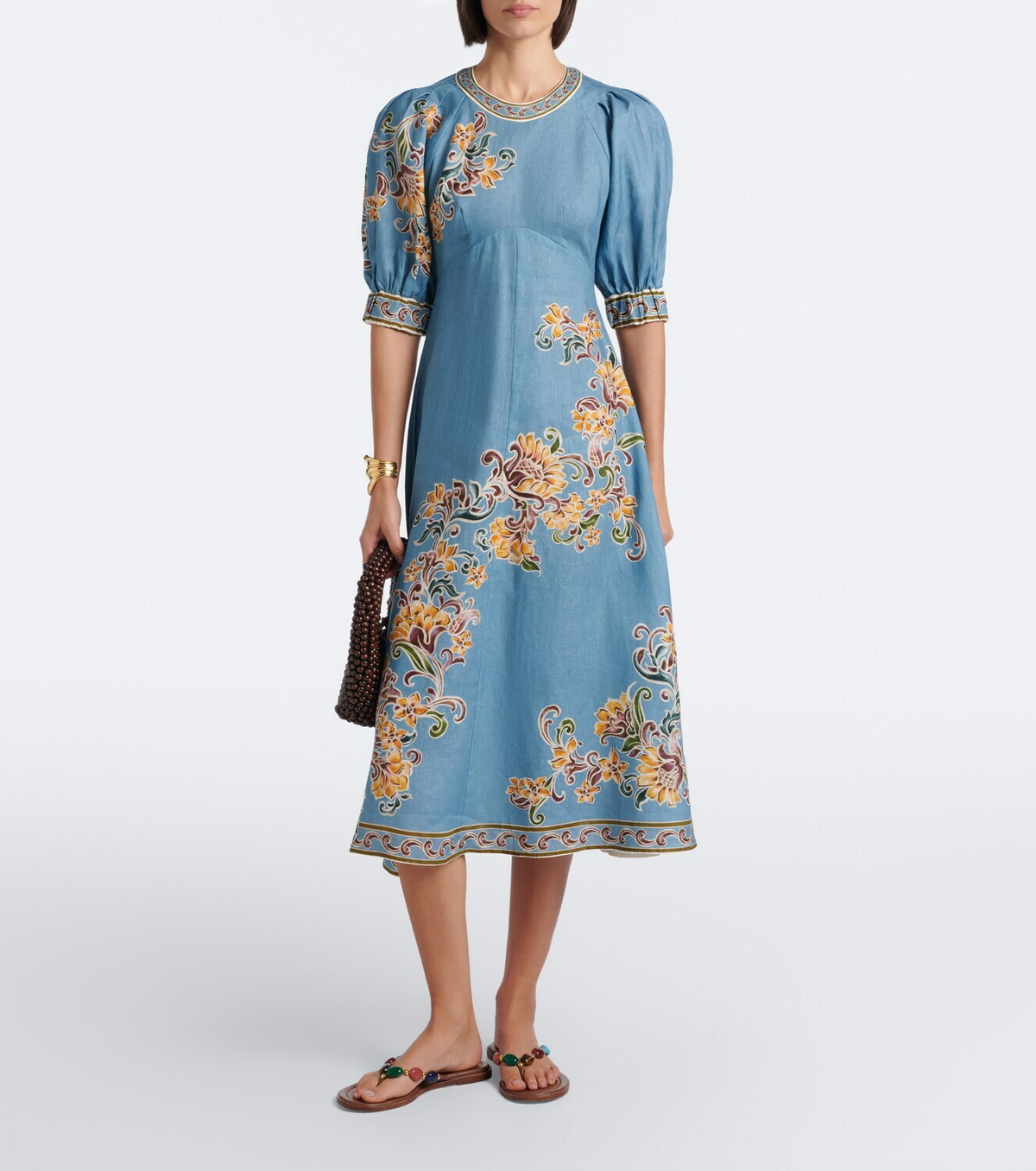 Alémais Joan floral linen midi dress