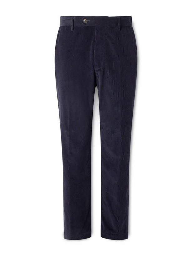 Photo: UMIT BENAN - Tony Tapered Cotton and Cashmere-Blend Corduroy Trousers - Blue