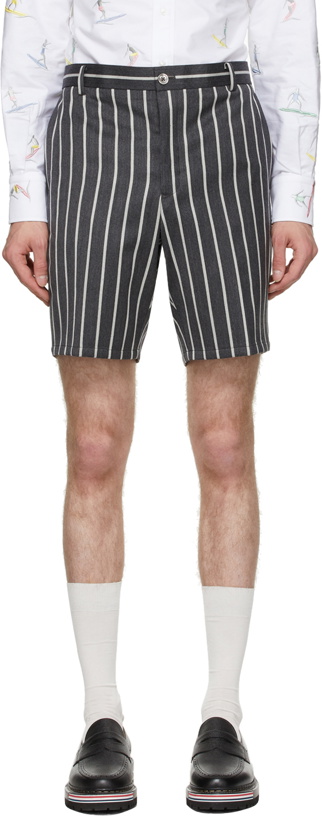 Photo: Thom Browne Grey Wool Striped Shorts