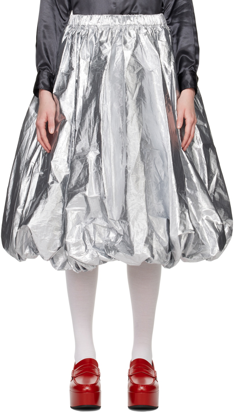 Black Comme des Garçons: Silver Balloon Skirt | SSENSE Black Comme des Garçons: Silver Balloon Skirt | SSENSE