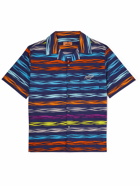 Missoni - Camp-Collar Logo-Print Striped Cotton-Poplin Shirt - Blue