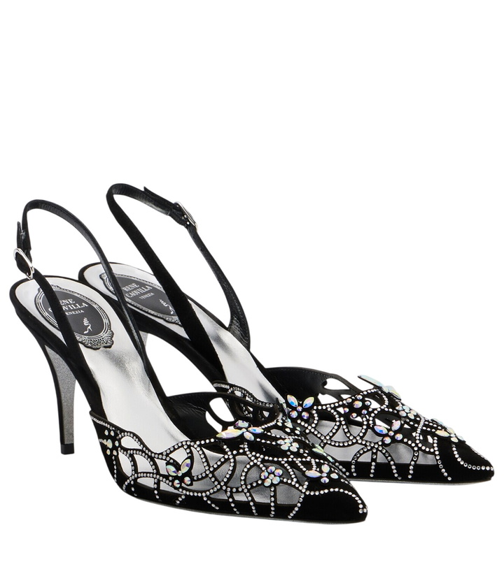 Photo: Rene Caovilla Embellished suede slingback pumps