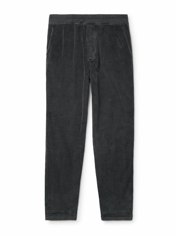 Photo: James Perse - Slim-Fit Garment-Dyed Cotton-Blend Corduroy Chinos - Gray