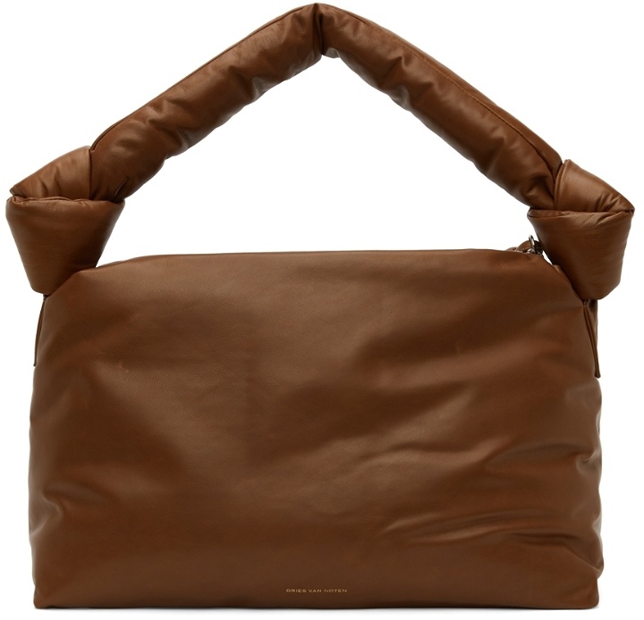 Photo: Dries Van Noten SSENSE Exclusive Brown Leather Puffer Bag