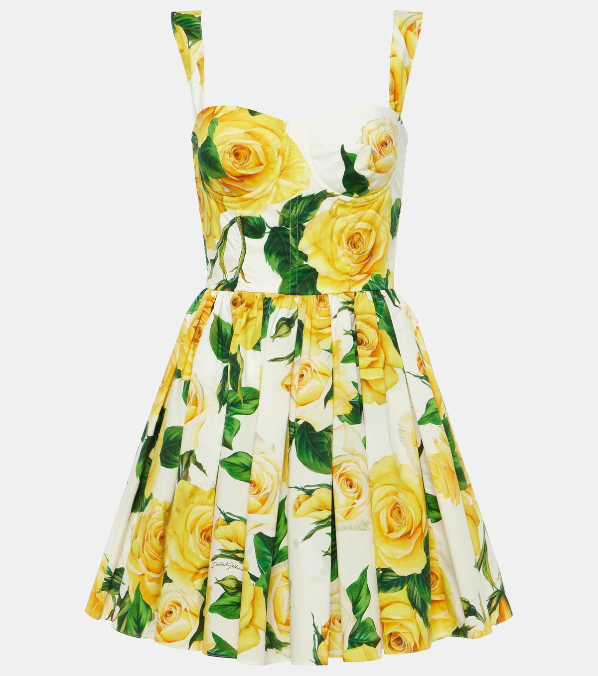 Dolce&Gabbana Floral pleated cotton minidress Dolce & Gabbana