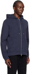 Sunspel Navy Loopback Zip Hoodie