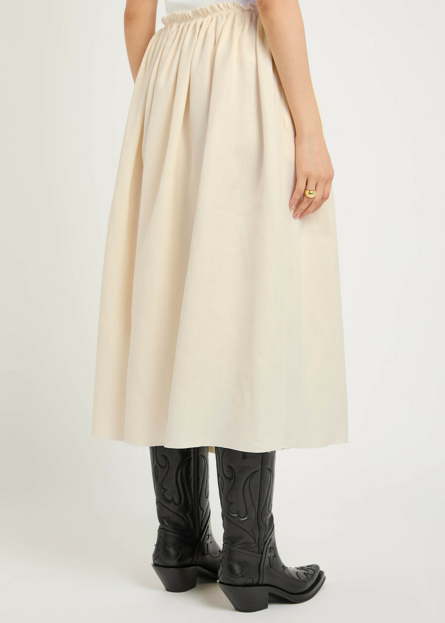 Gabriela Hearst Chiara Linen Midi Skirt Ivory