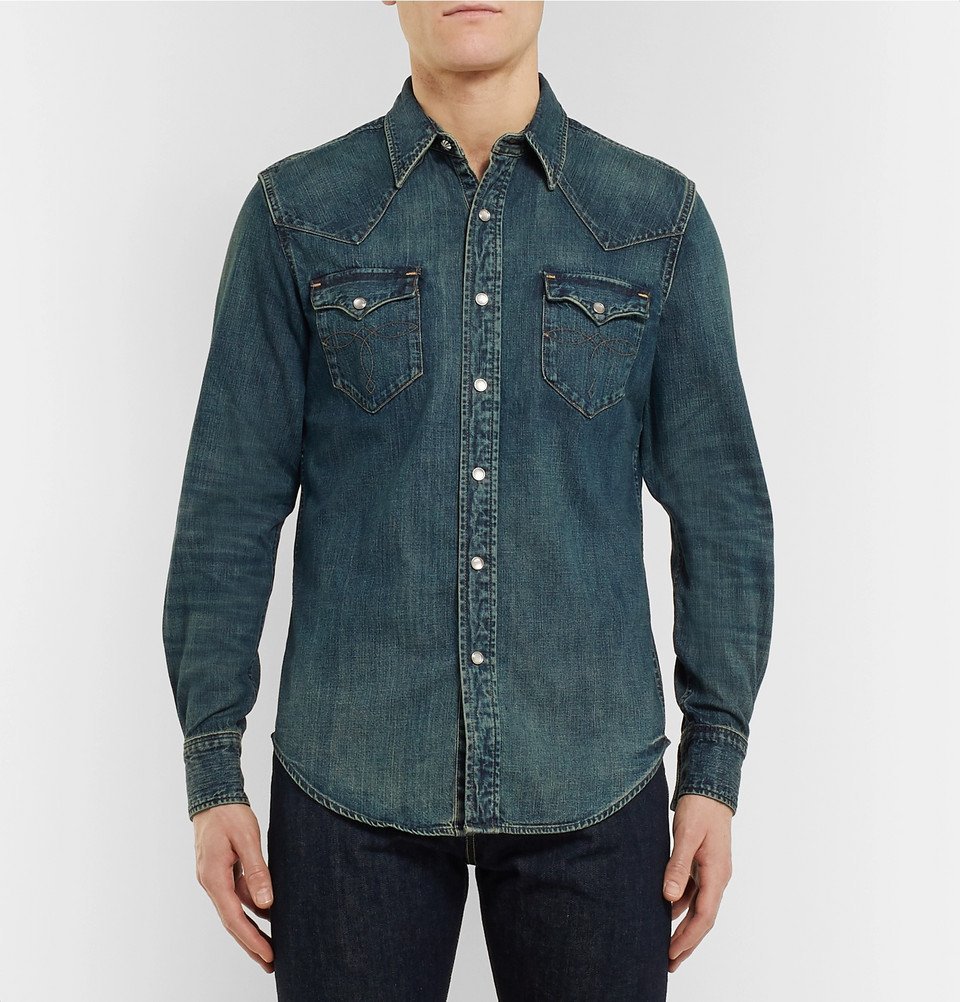 Denim Western Shirt - Faded Indigo