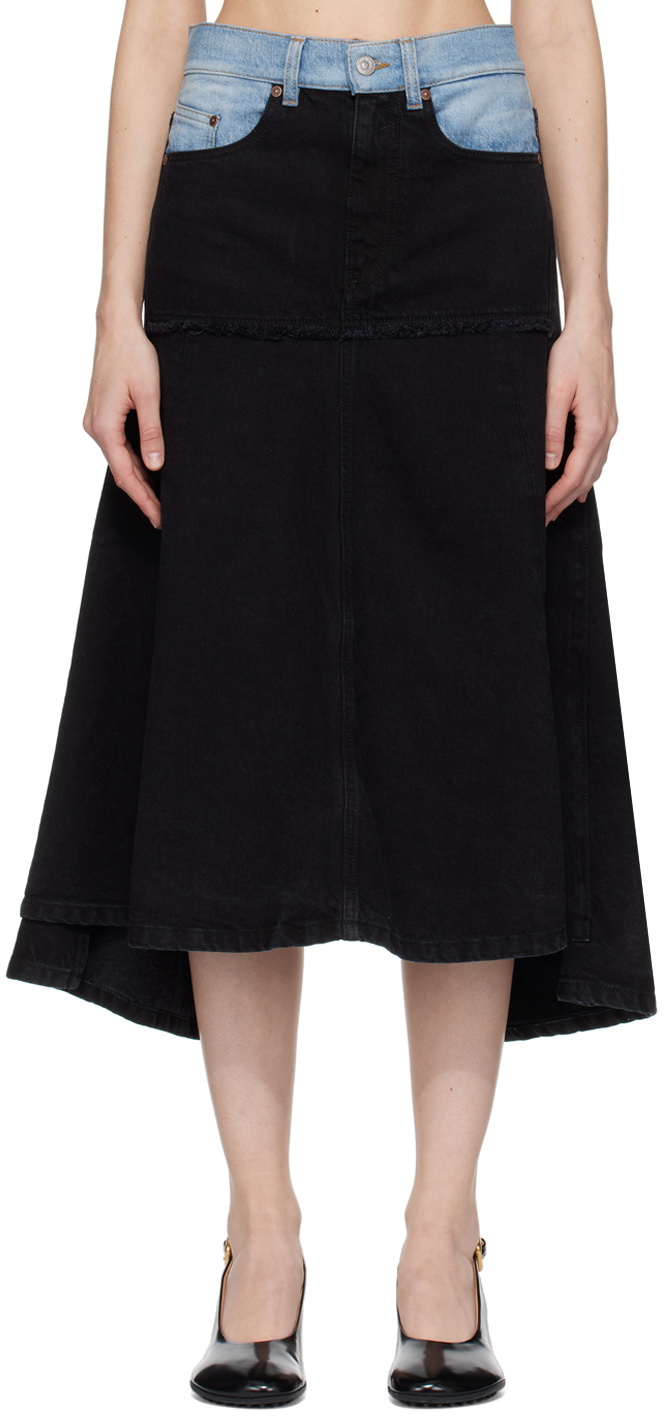 Victoria Beckham Black Patched Midi Skirt Victoria Beckham