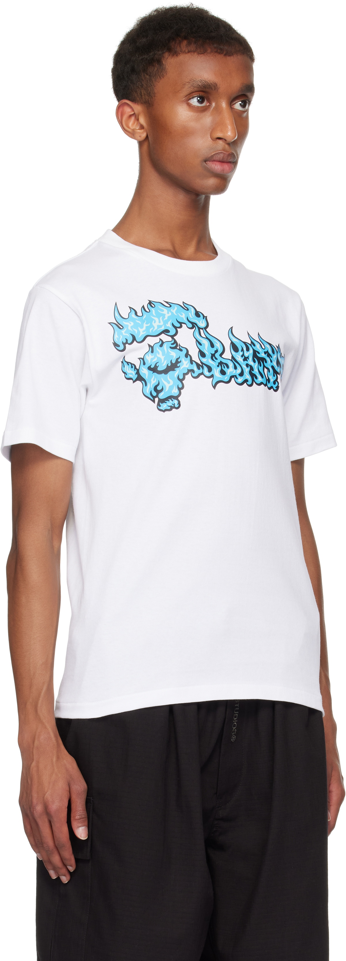 BAPE White & Blue Flame Ape Face T-shirt A Bathing Ape