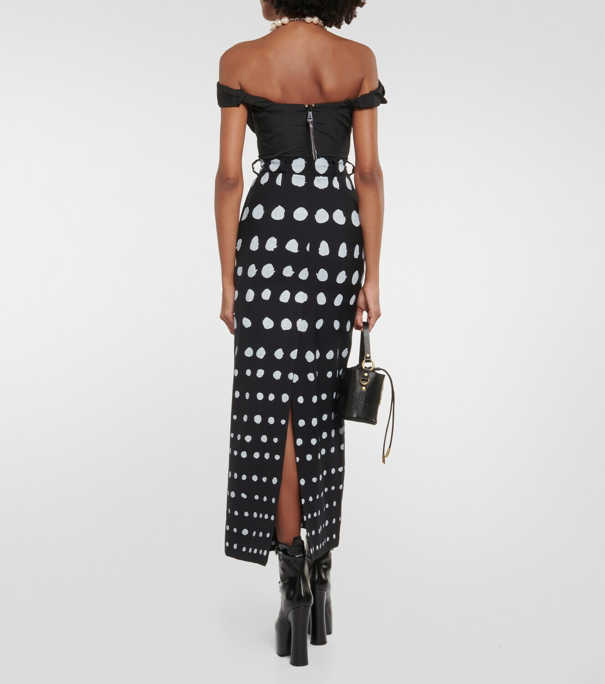 Polka Dot Wool A-Line Skirt