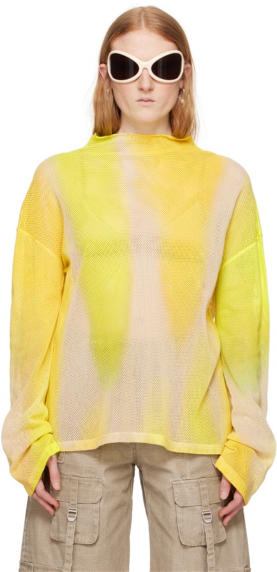 Photo: Acne Studios Yellow Tie-Dye Long Sleeve T-Shirt