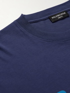 BALENCIAGA - Printed Cotton-Jersey T-Shirt - Blue