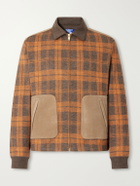 Junya Watanabe - Checked Suede-Trimmed Wool-Flannel Blouson Jacket - Brown