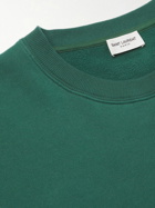 SAINT LAURENT - Logo-Print Cotton-Jersey Sweatshirt - Green