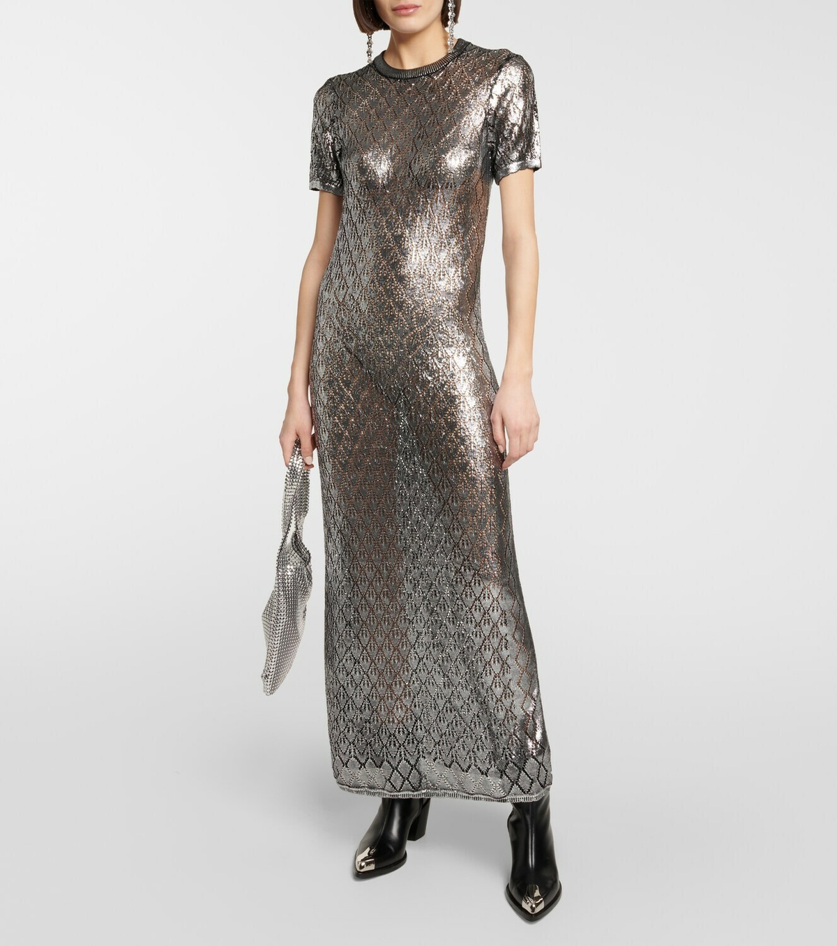 Sequined metallic knit maxi dress in brown - Balenciaga