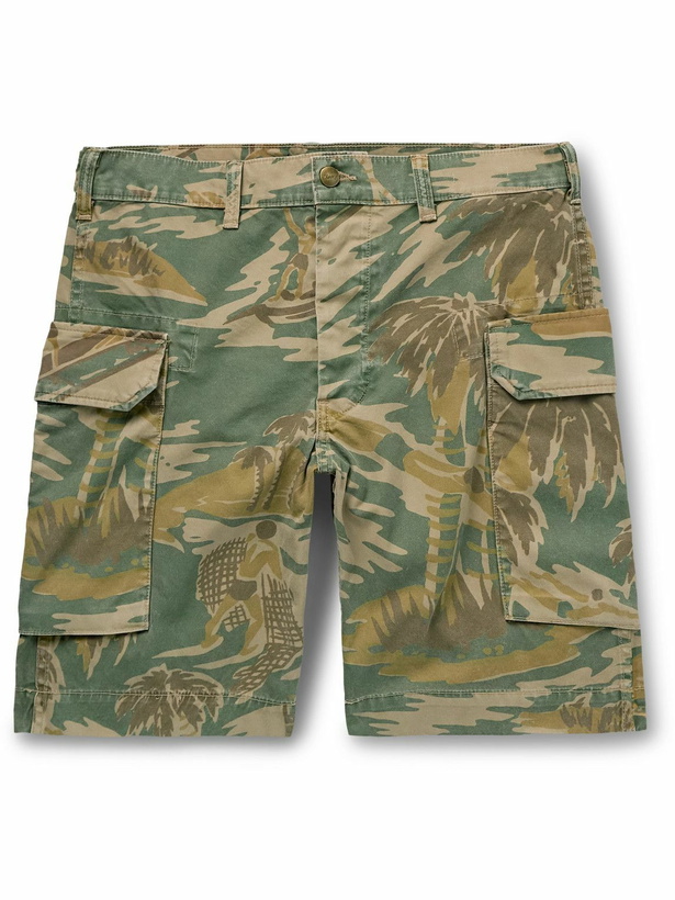 Photo: Cherry Los Angeles - Straight-Leg Camouflage-Print Cotton-Twill Cargo Shorts - Green