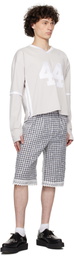 Anna Sui SSENSE Exclusive Black & Gray Daisy Embroidery On Gingham Shorts