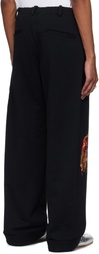 Khoki Black Multi Embodied-Design Sweatpants