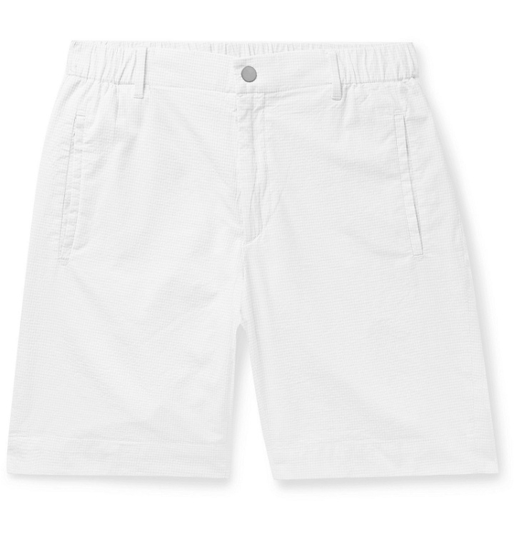 Photo: Incotex - Gingham Cotton-Seersucker Shorts - White