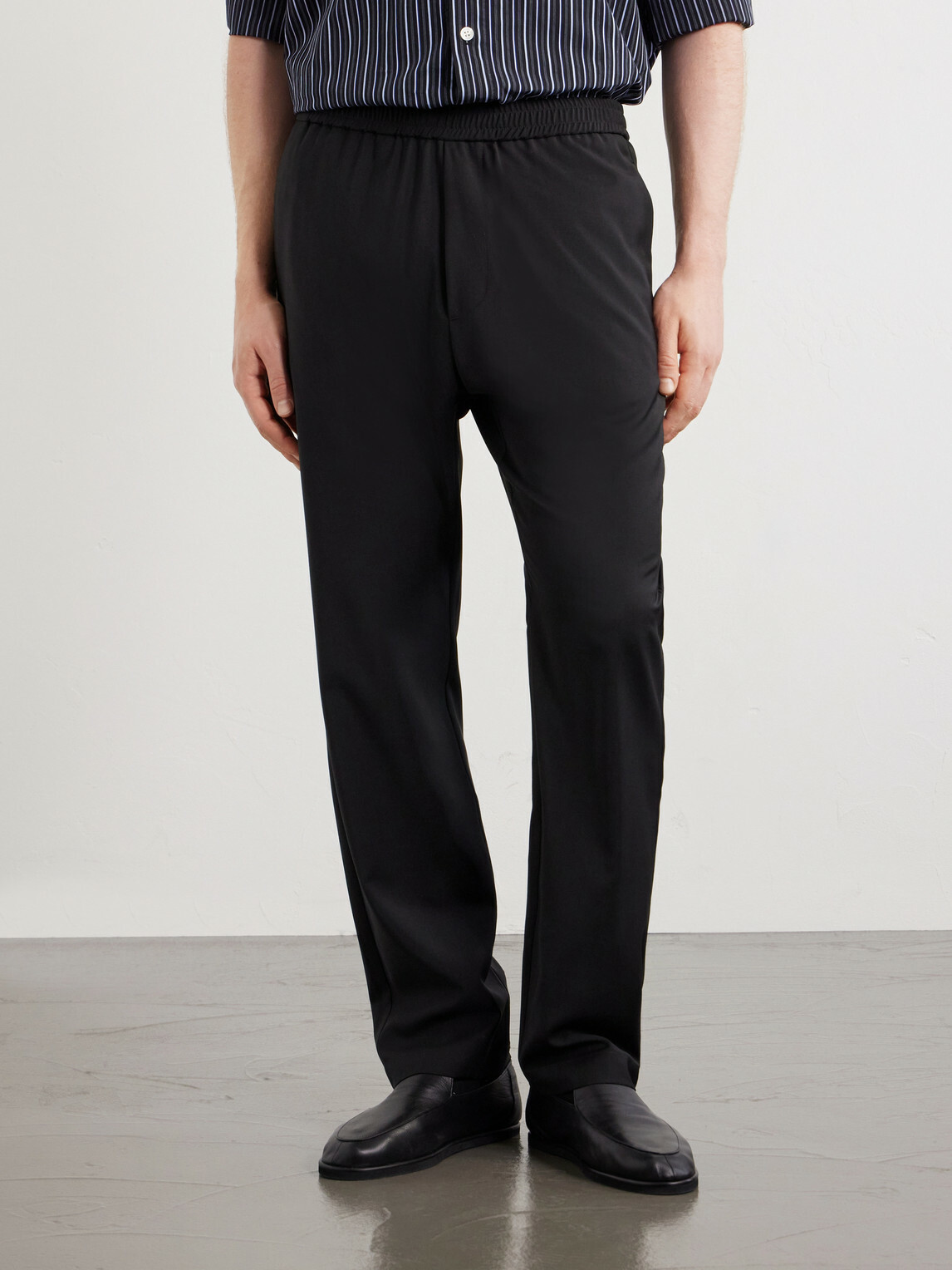 Barena - Riobarbo Straight-Leg Virgin Wool Drawstring Trousers - Black