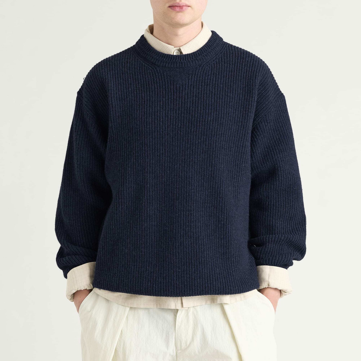 FrizmWORKS Men's Patch Round Pullover Knit in Navy