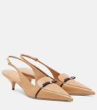 Ferragamo Bow-detail leather slingback pumps