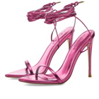 Femme LA Women's London Lace Up Sandal Heel in MtllcPnk