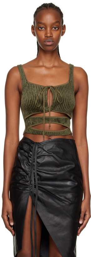 Photo: ANDREĀDAMO Khaki Cutout Tank Top